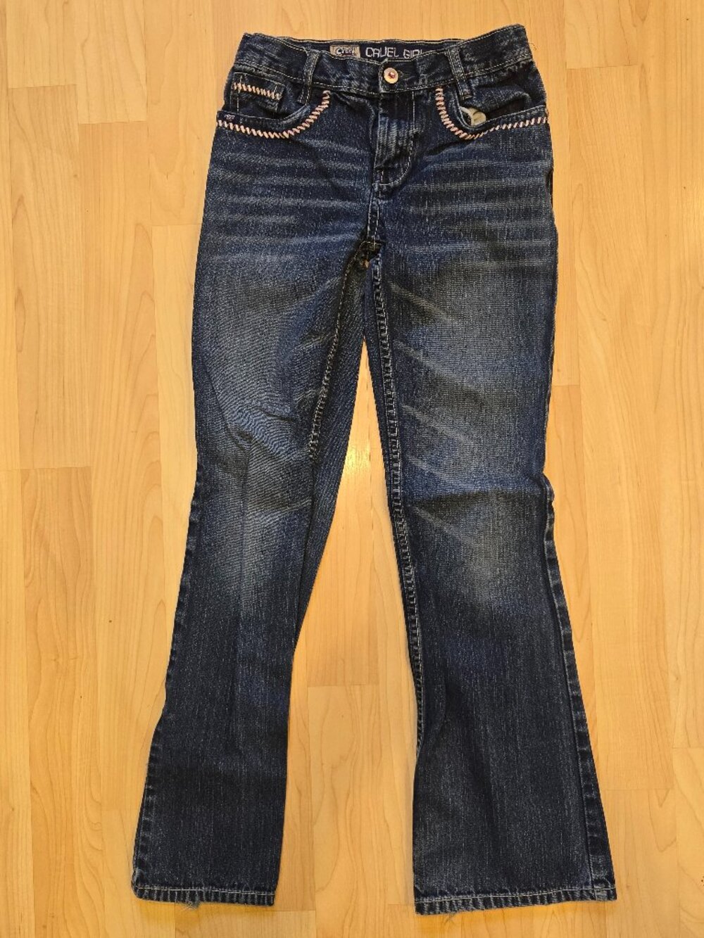 Cruel Girl Girls Size 14S Bootcut Western Jeans Pink Stitching (J10)